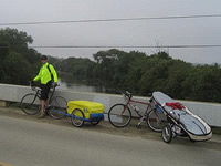 Bikes and trailers on the road